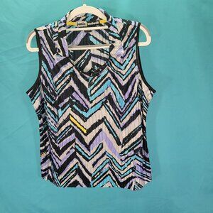 Jamie Sadock Womens Sleeveless Collared Top Size S 100% Polyester Multicolor